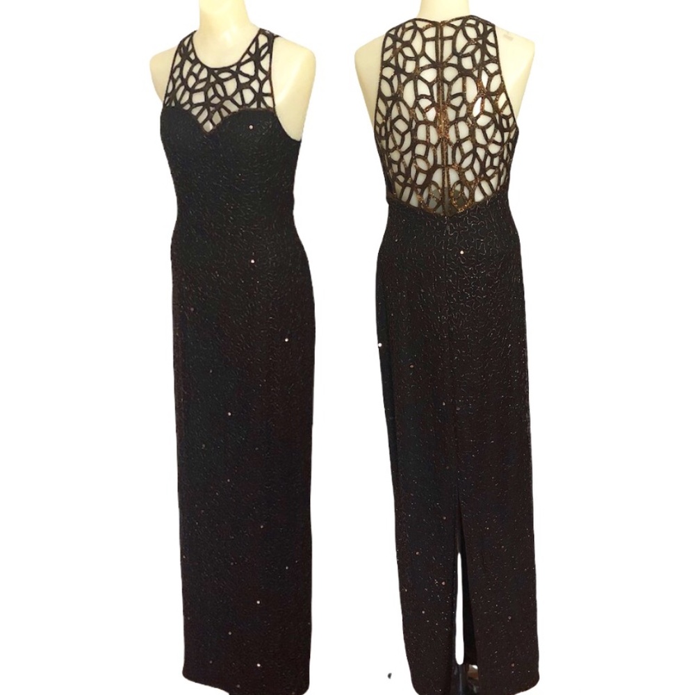 SCALA Beautiful 90's Black with Bronze Beading Gown